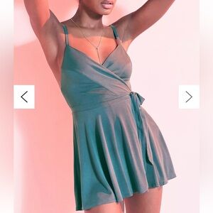 Kimchi Blue Teal Skorted Wrap Dress